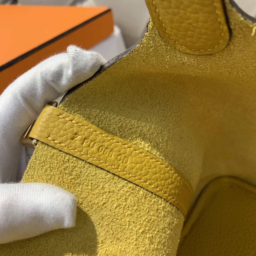 에르메스 피코탄18 앰버 옐로우 금장 끌레망스 가죽